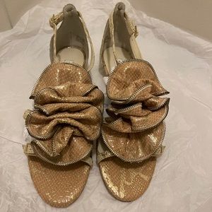 Gold and Tan Snakeskin Sandal